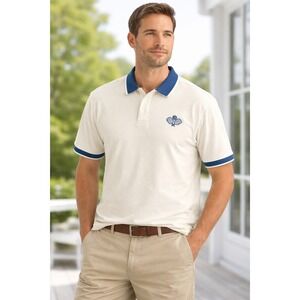 Crane‎ Shirt Men's XXL Ivory Short Sleeve 3-Button Pickleball Polo